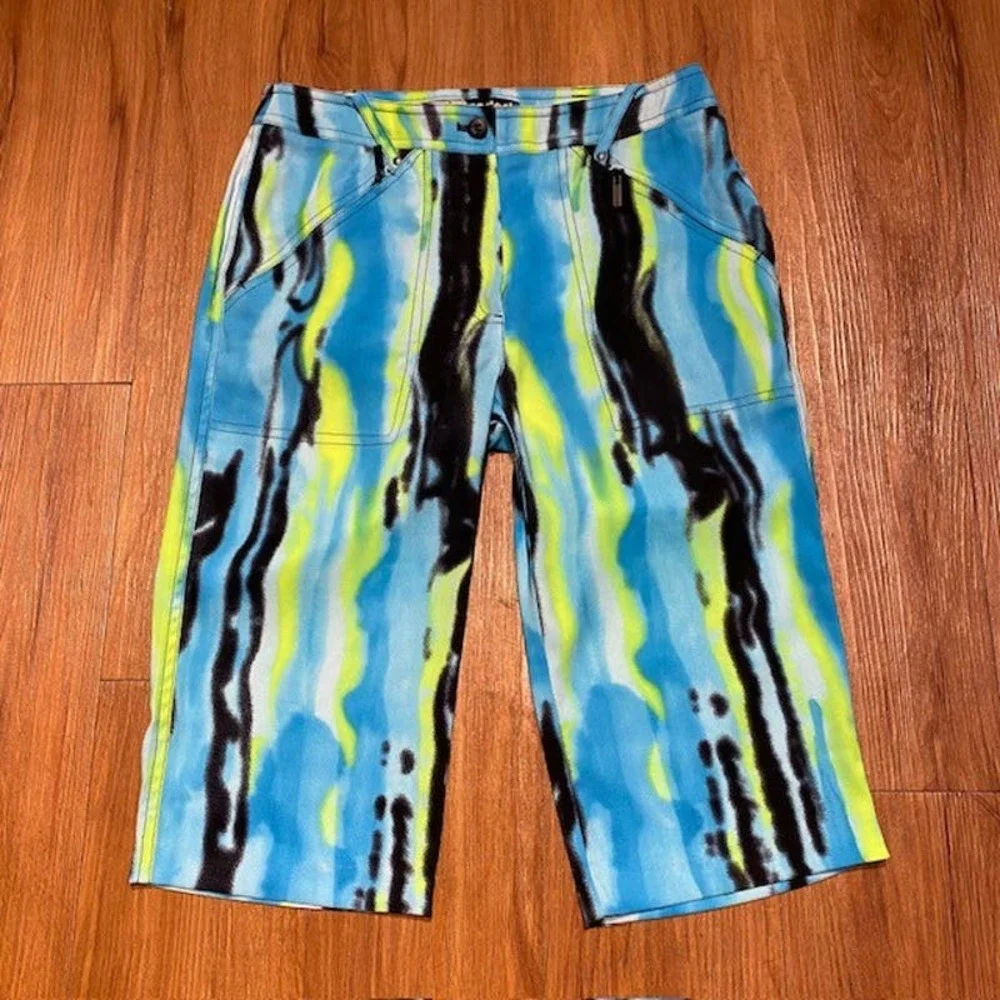 Jamie Sadock Golf Crop Pants Cloud 9 Multi-Color Neon Green Women's Size 2‎